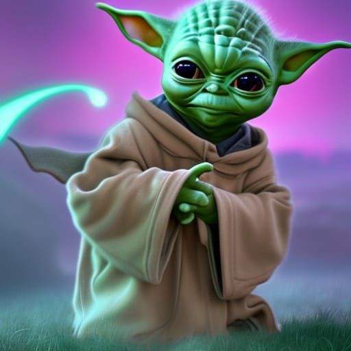 psychedelic baby yoda - AI Generated Artwork - NightCafe Creator