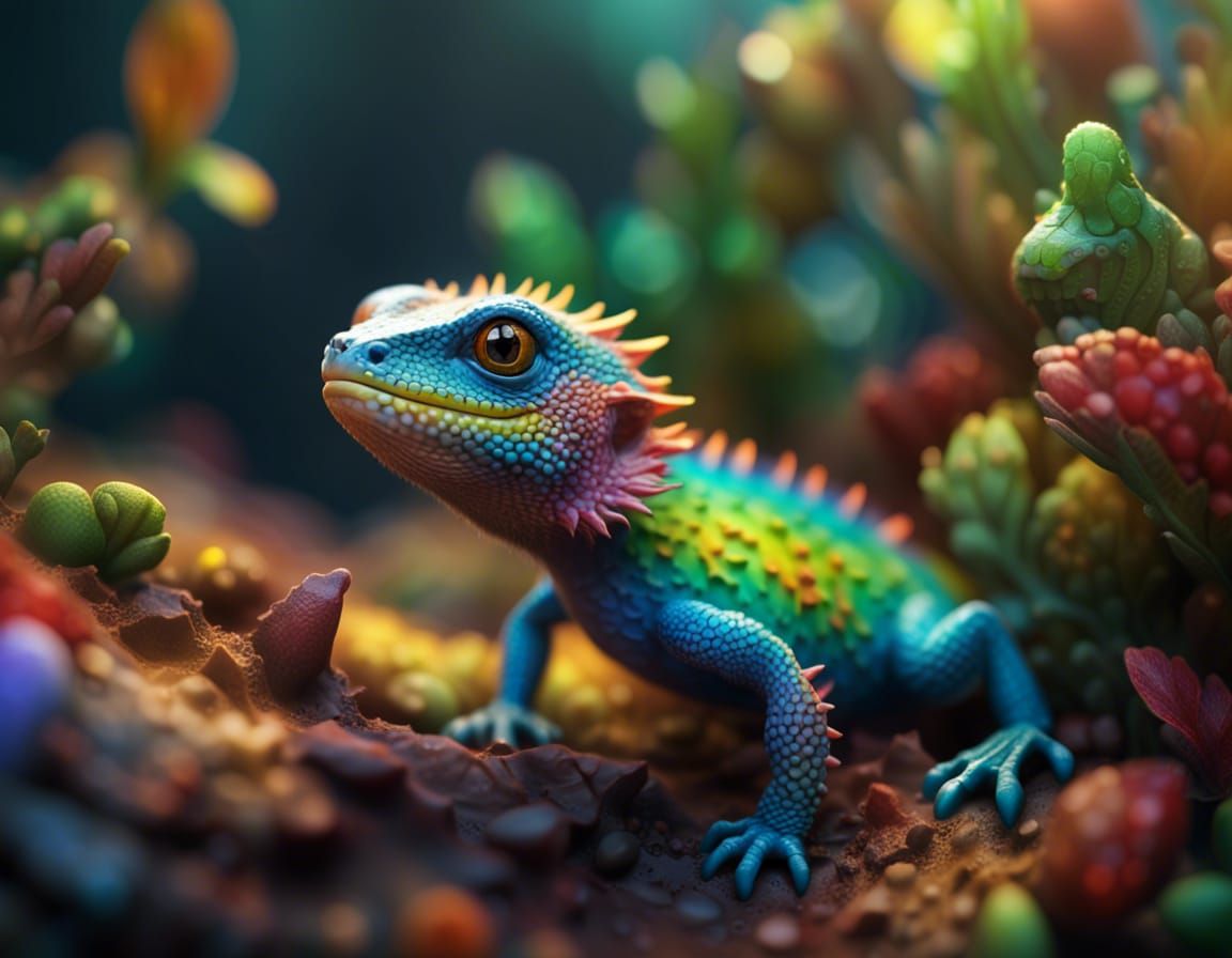 A Neon Color Lizard - AI Generated Artwork - NightCafe Creator