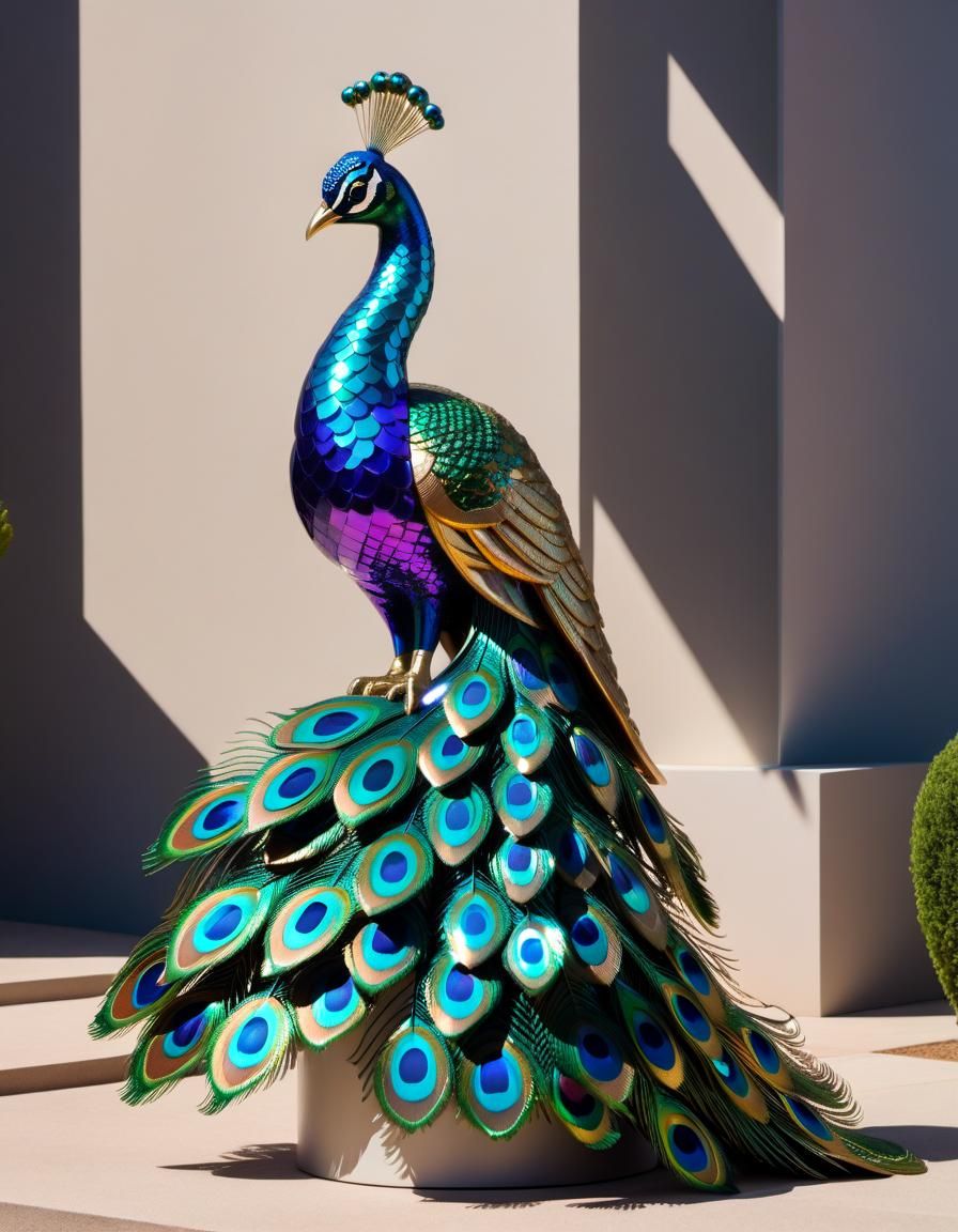 Iridescent peacock statue - AI Generated Artwork - NightCafe Creator