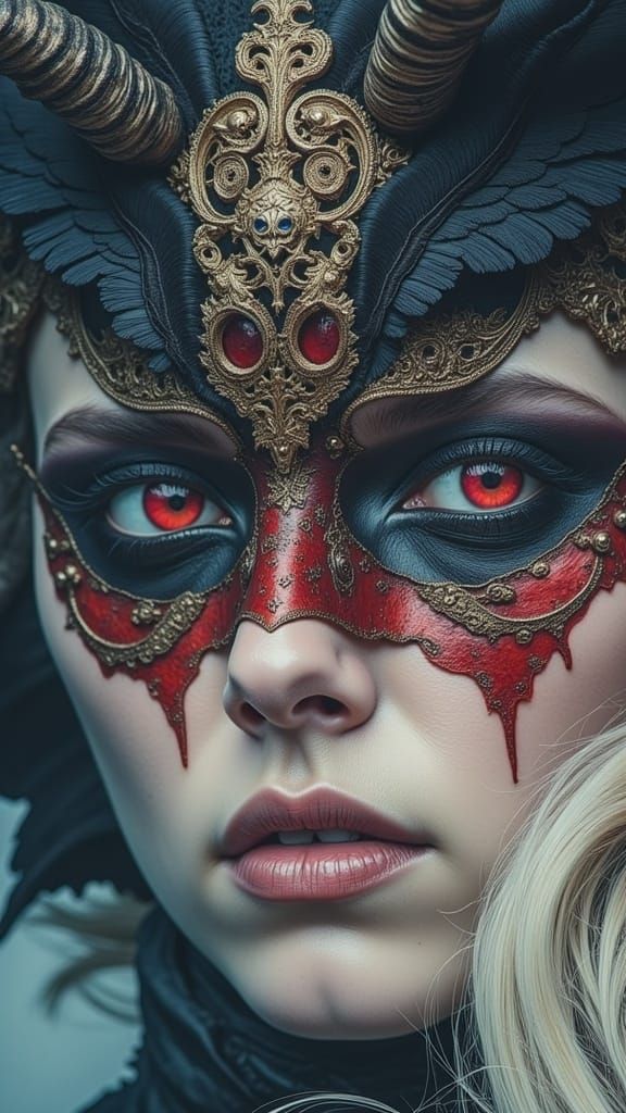 <lora:Epic Gothica:1.0> Half demon half angel, 4 arms, red e...