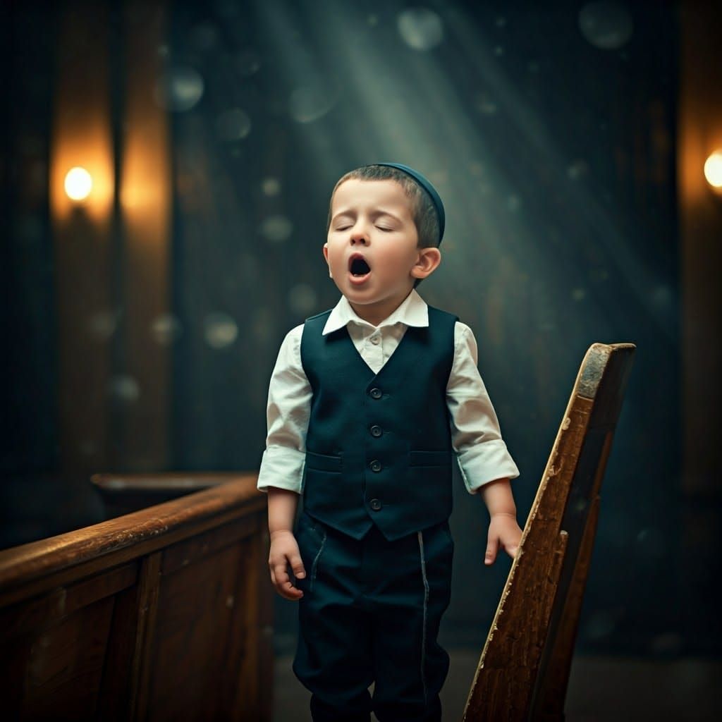 Young Ultra-Orthodox Boy in Fervent Song