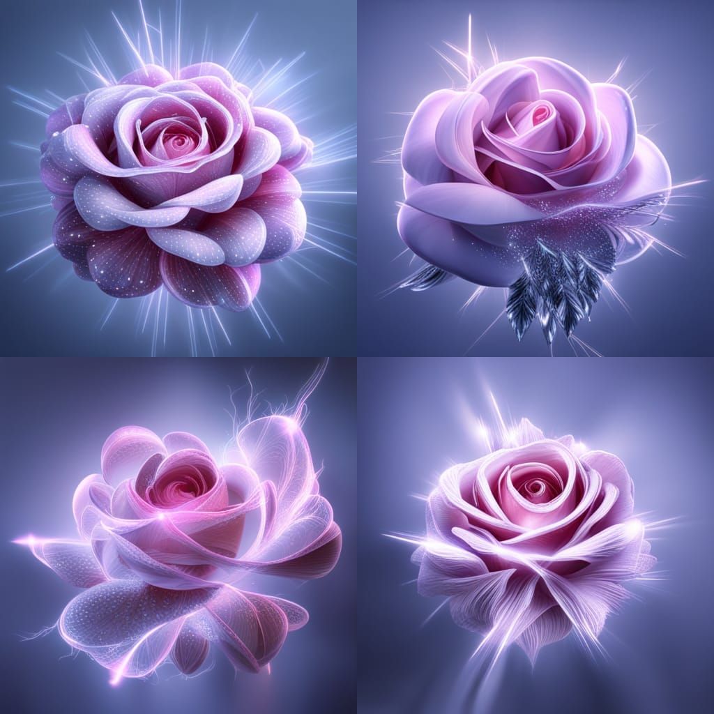 "a Rose shaped, diamond with sparkles x-particle, octane ren...