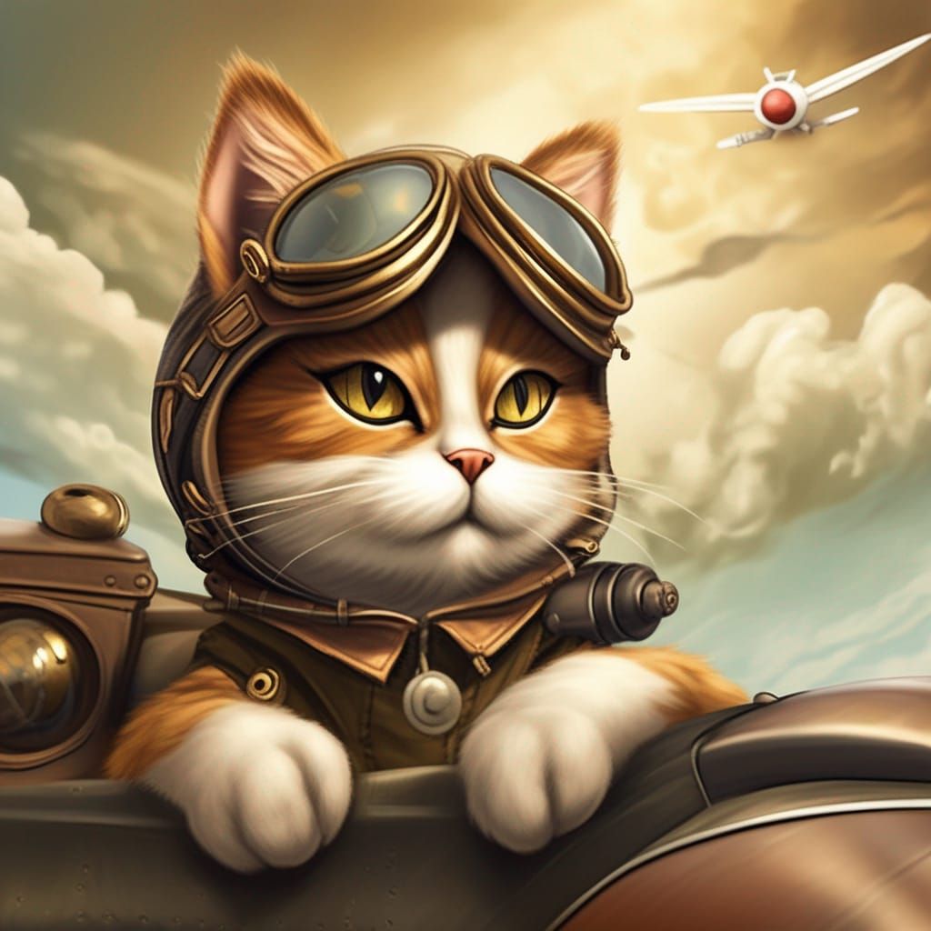 Kitty Tail Gunner, World War I  by @mathy_art_girl_305