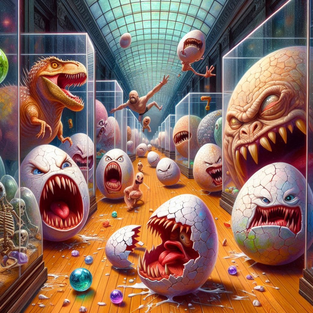 Angry Eggs in a National History Museum