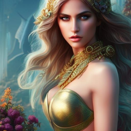 Stunning Greek Goddess Portrait in Art Nouveau Style