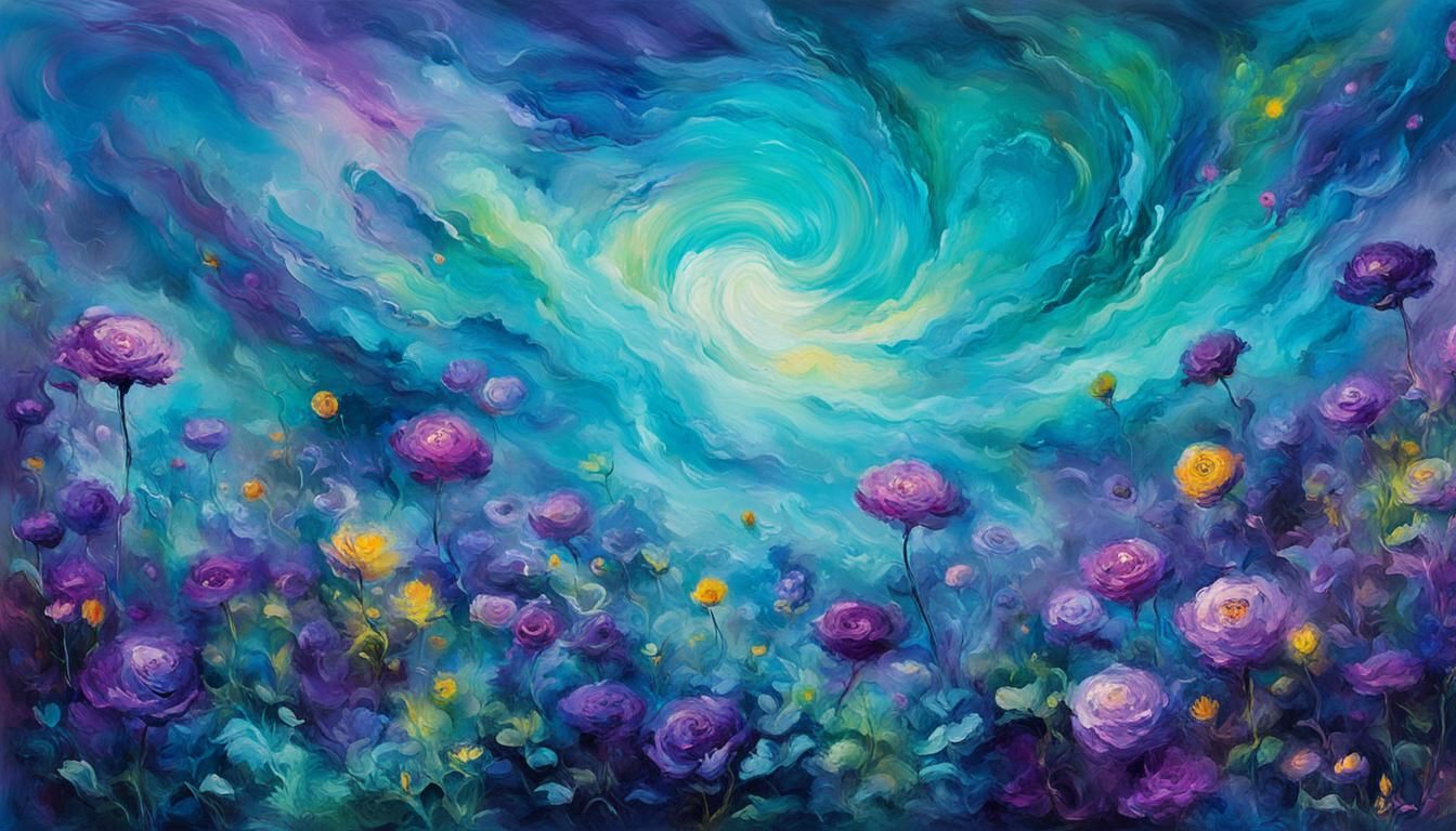 Surreal Garden in Abstract Expressionist Style