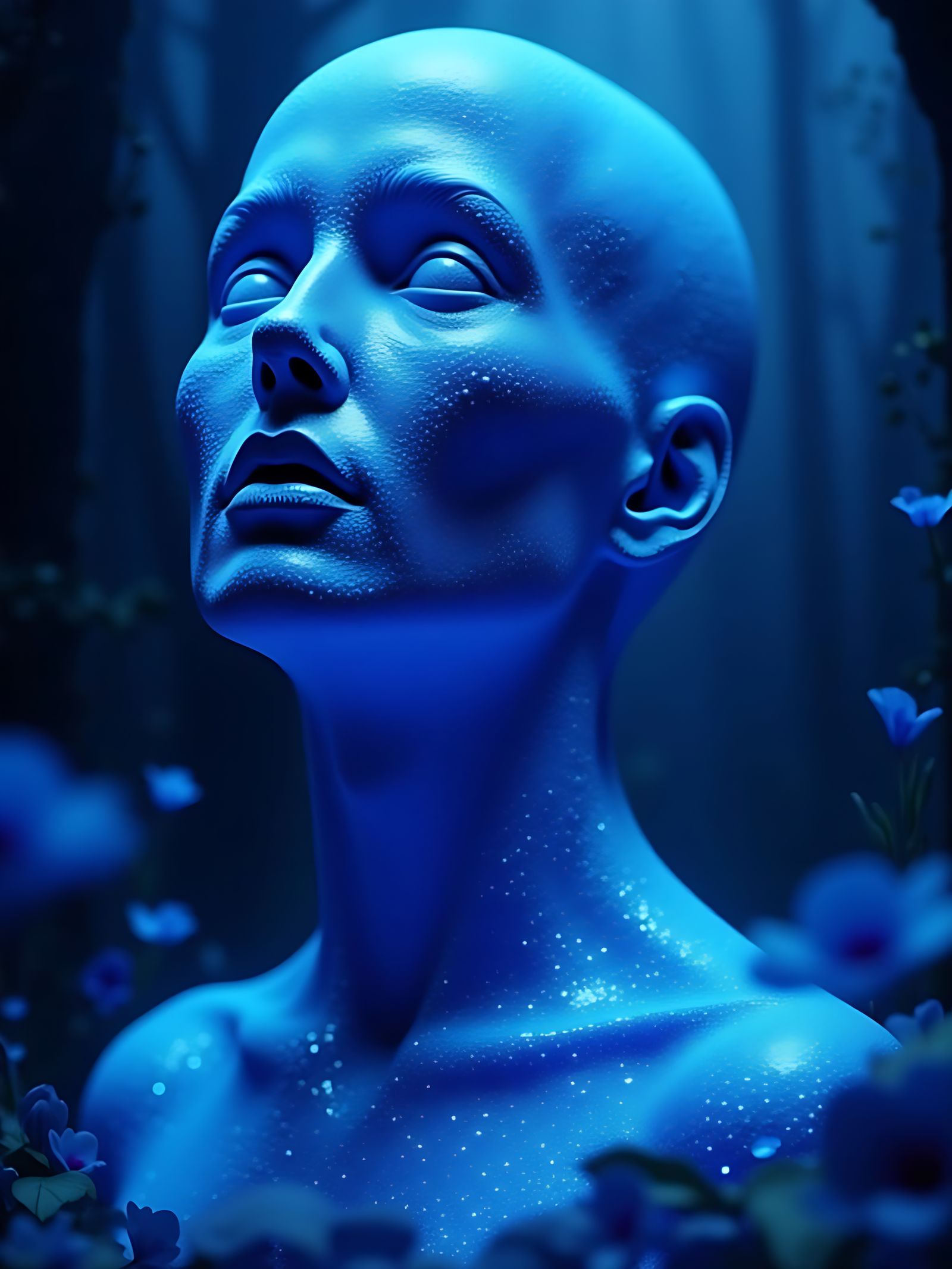 Surreal Futuristic Landscape with Geometric Forms and Hologr...