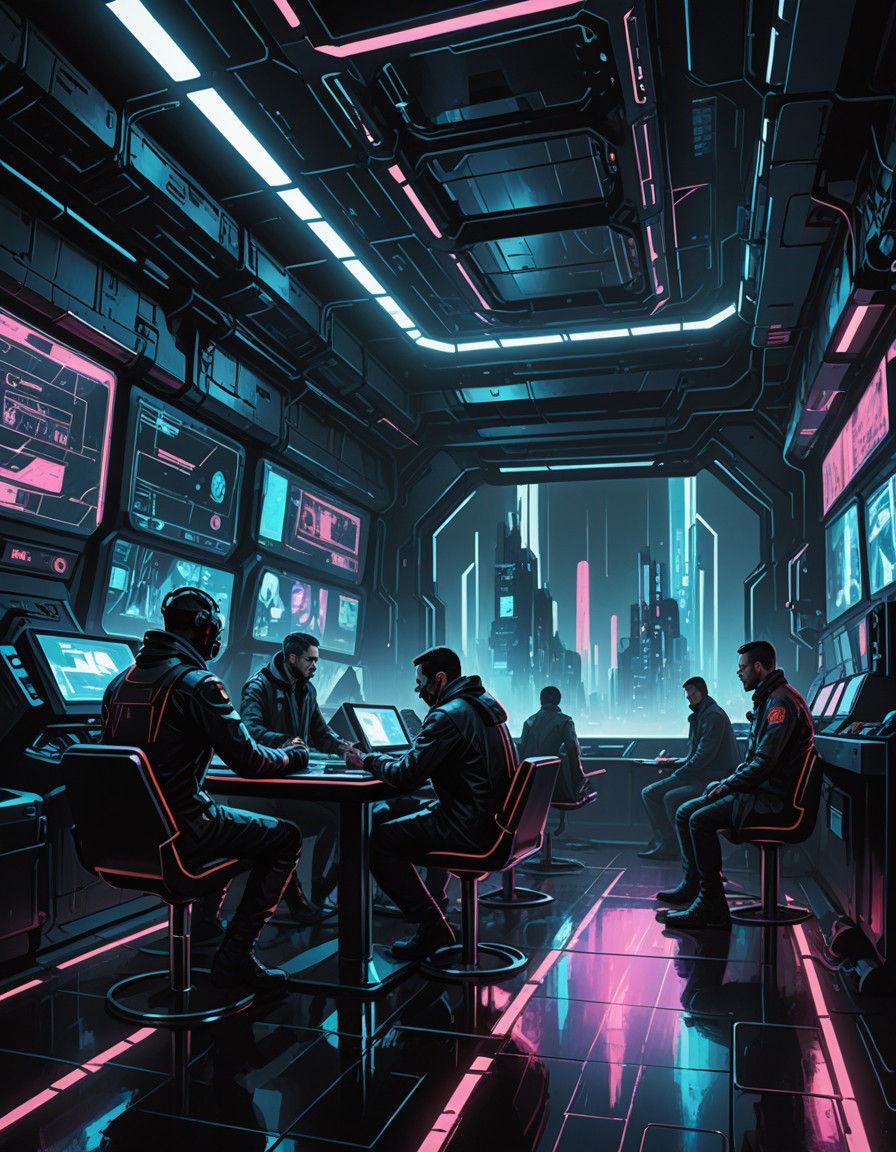 Cyberpunk Scene: Neon-Lit Futurism