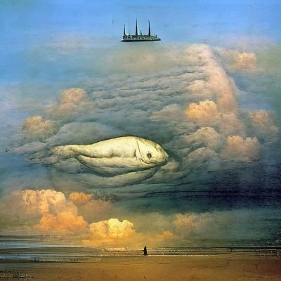 Big fish swimming in the clouds.