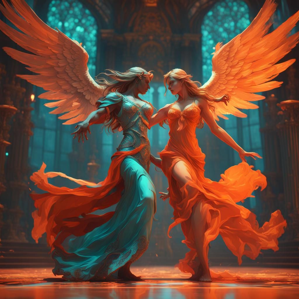 angel and a demon dancing together - AI Generated Artwork - NightCafe  Creator