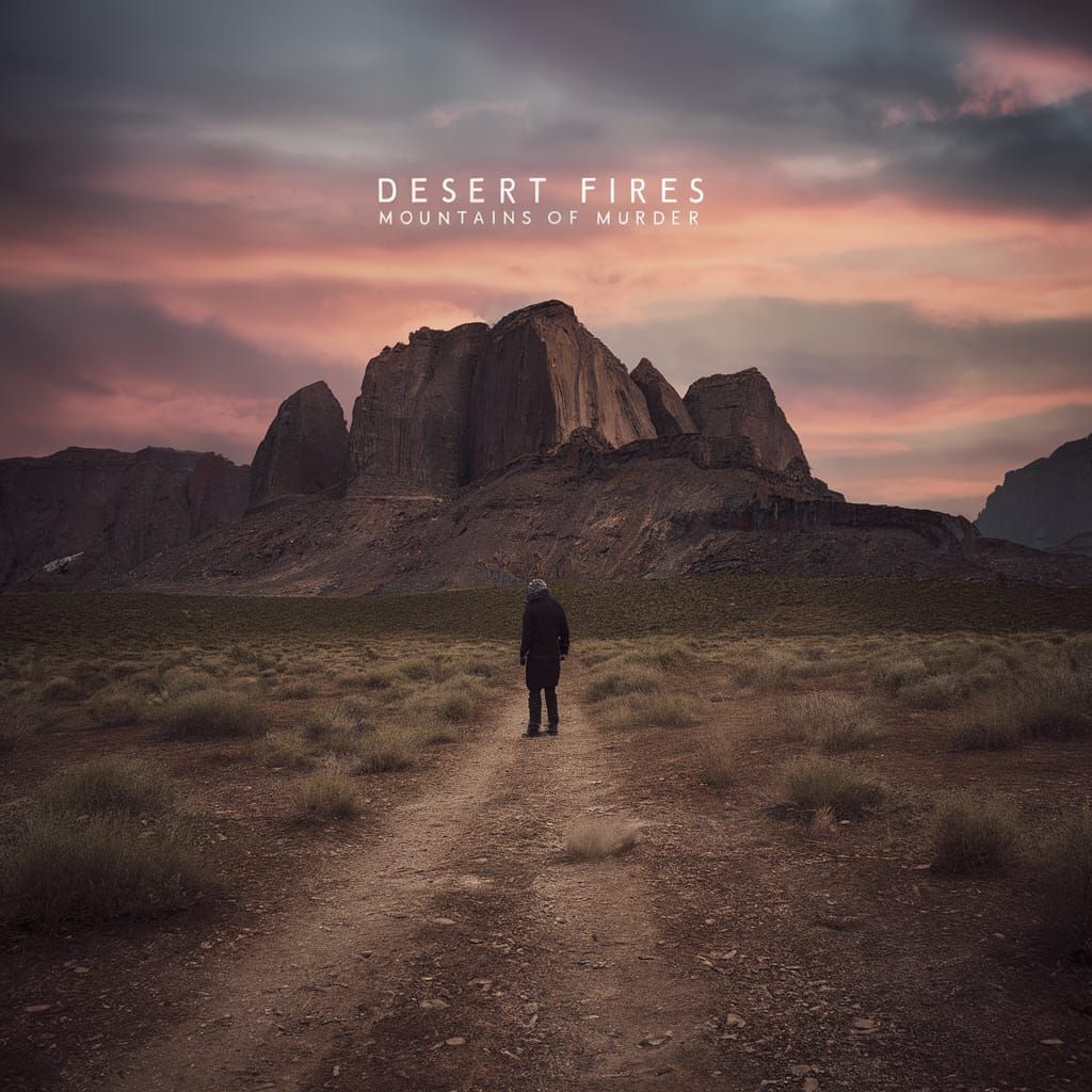 album cover for new Desert Fires album, titled Mountains of Murder   by @Tangled Serendipity