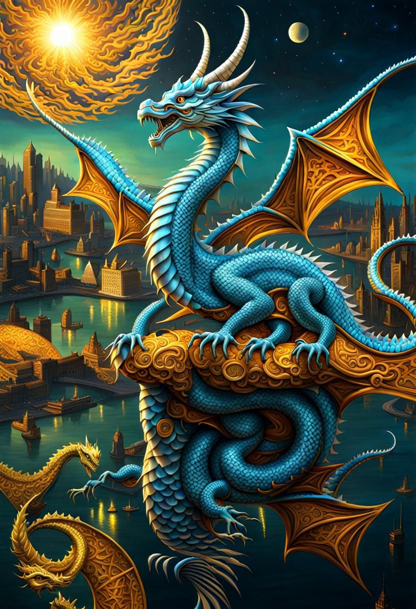 Sureal Optical Illusion Dragon - AI Generated Artwork - NightCafe Creator