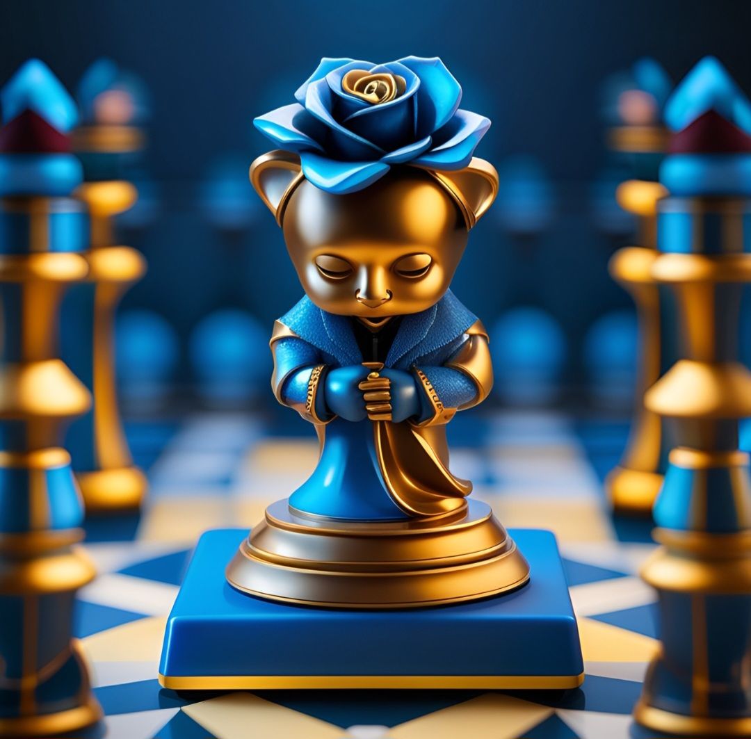 bear and Rose. Blue and gold