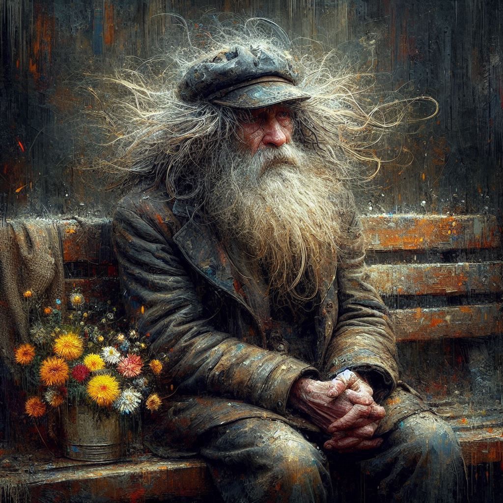 An Old Man Sitting on the Bench