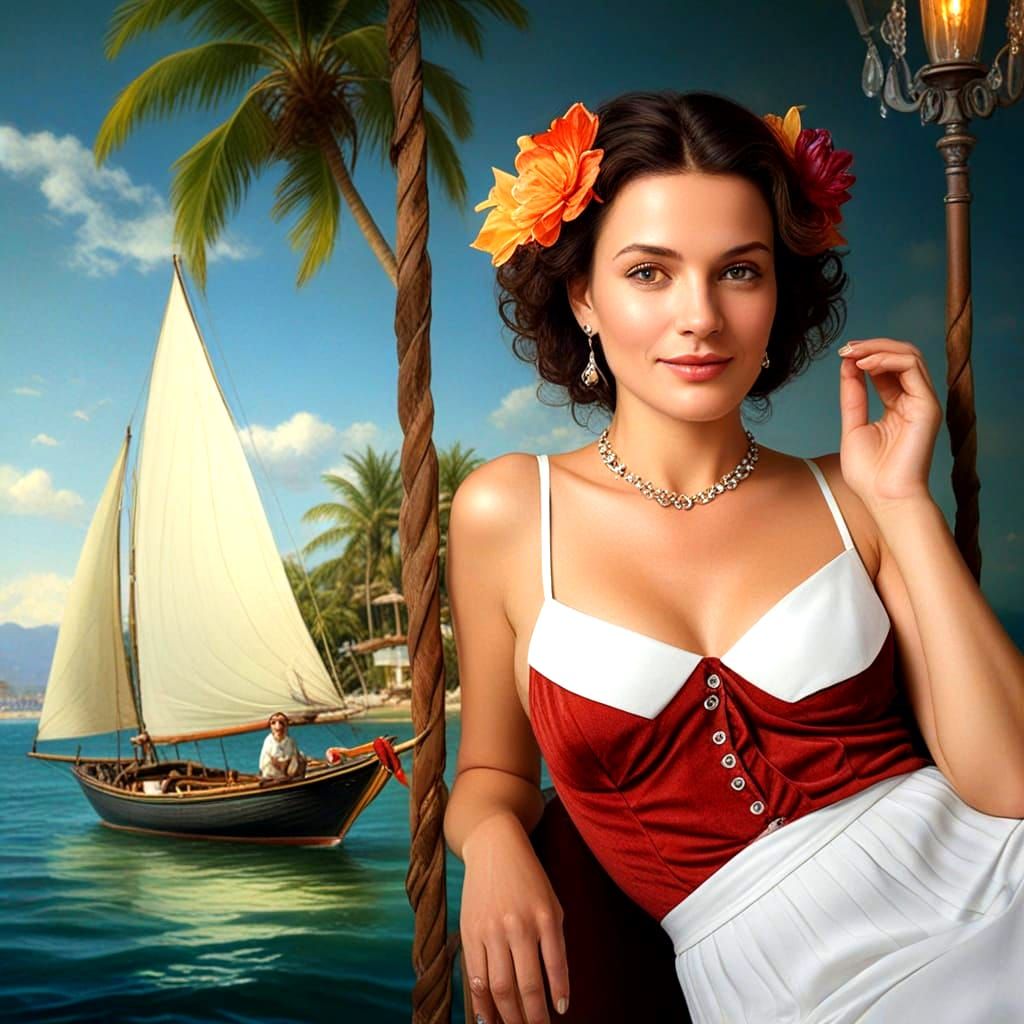 Portrait of a Happy Charismatic Woman in Photorealistic Styl...