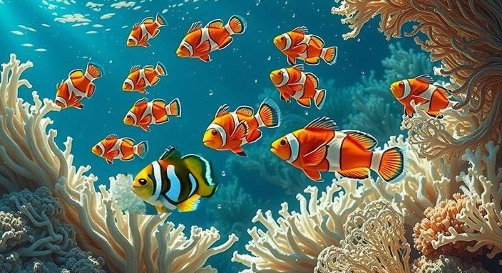 Who Lives Here? Challenge 8 Challenge hosted by CloudIsle  - A school of vibrant orange and white clownfish, ...  by @Mike - Red Vulcan