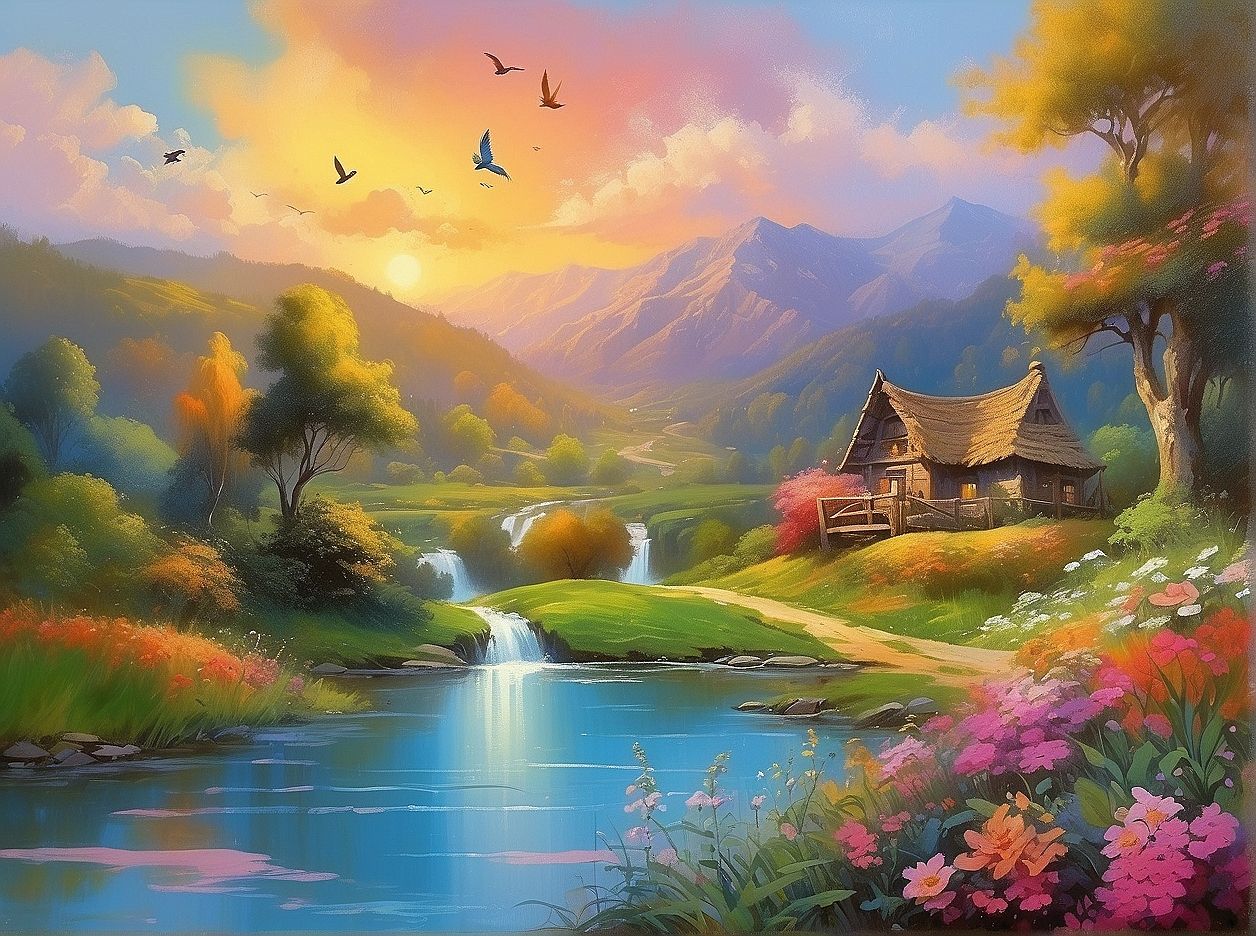 Cottage in a heavenly landscape