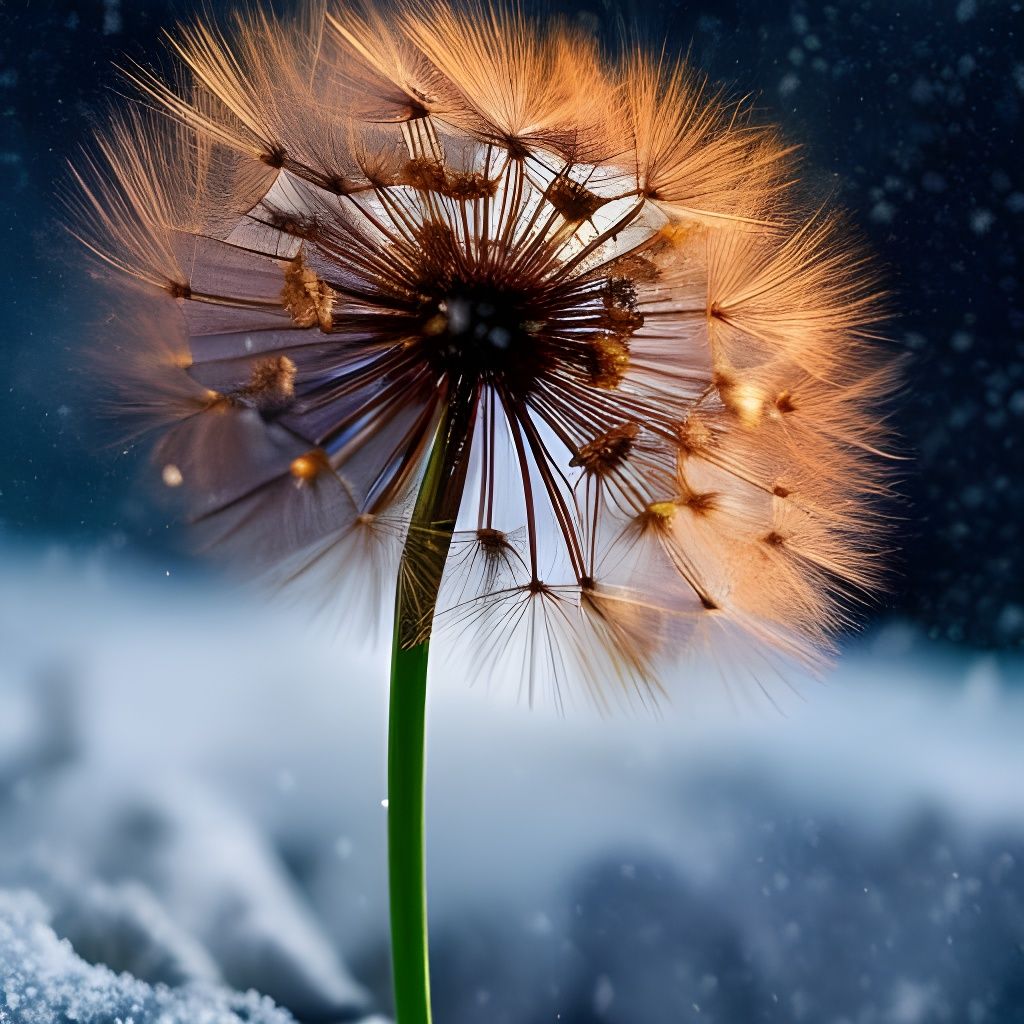 A Dandelion in the Spring Snow - AI Generated Artwork - NightCafe Creator