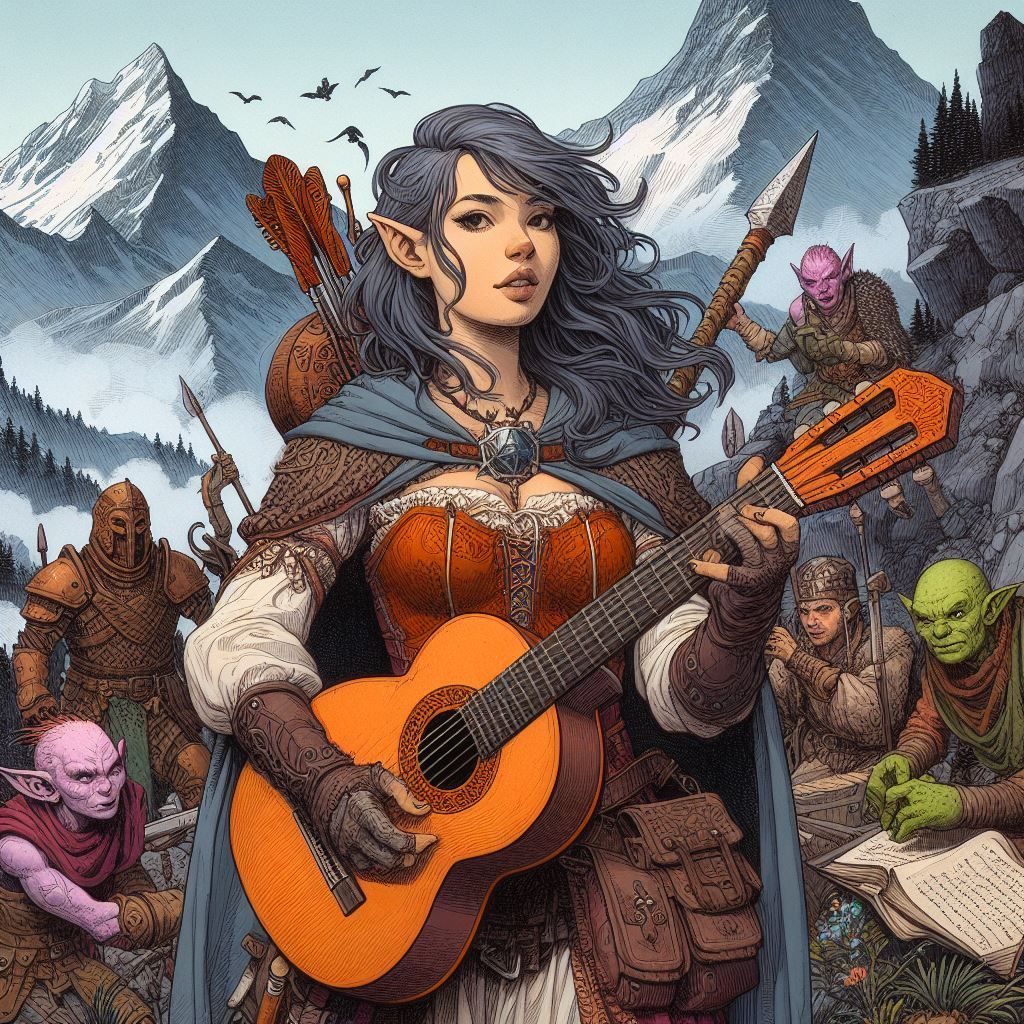 D3 - Half elf bard, in battle. #002