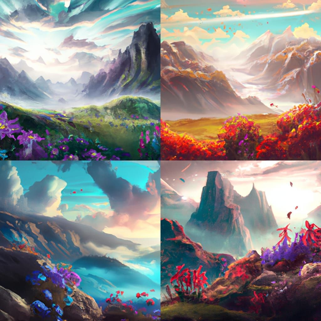 Beautiful mountains with flowers