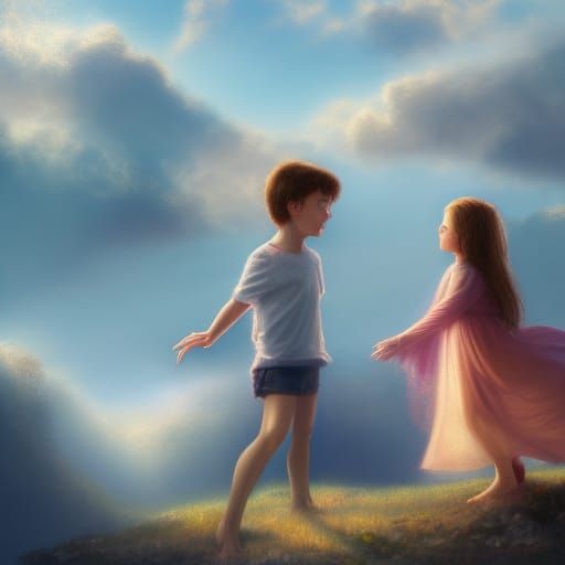 a brother and sister looking up at heaven heavenly sunshine ...