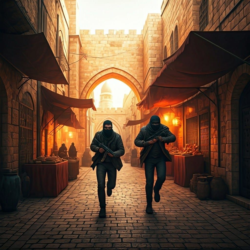 Mysterious Figures in Golden Jerusalem Streets
