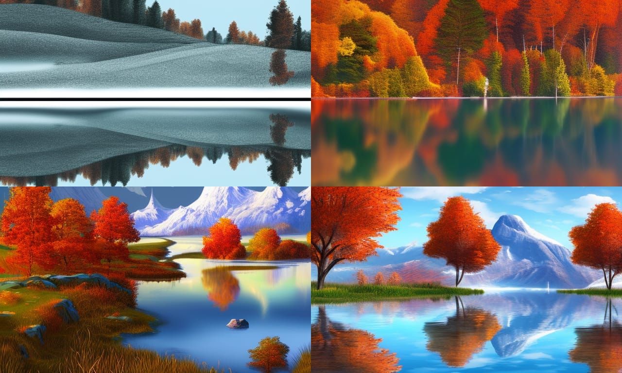 Landscape, Digital illustration, Hyper-Detailed, autumn tree...