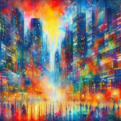 <lora:WaterPoint15:1.0> watercolor cityscape 