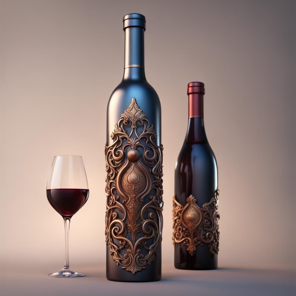 Metal art wine bottle AI Generated Artwork NightCafe Creator