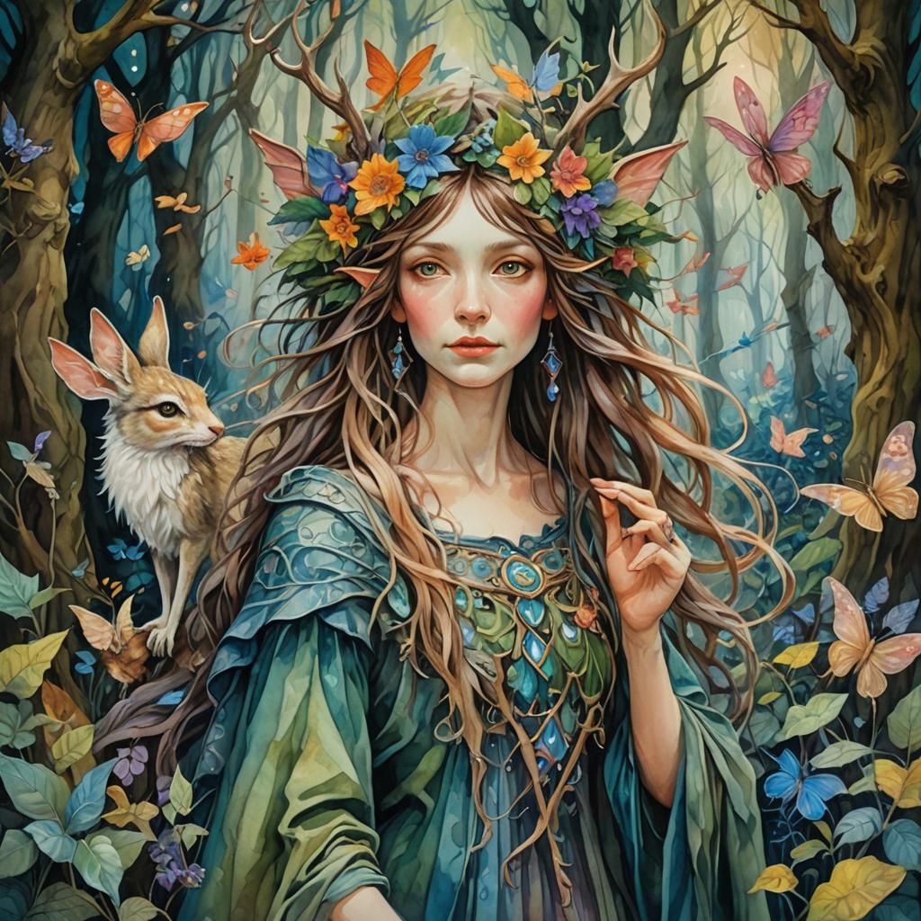 A beautiful woman in the style of Brian Froud  by @tamalita