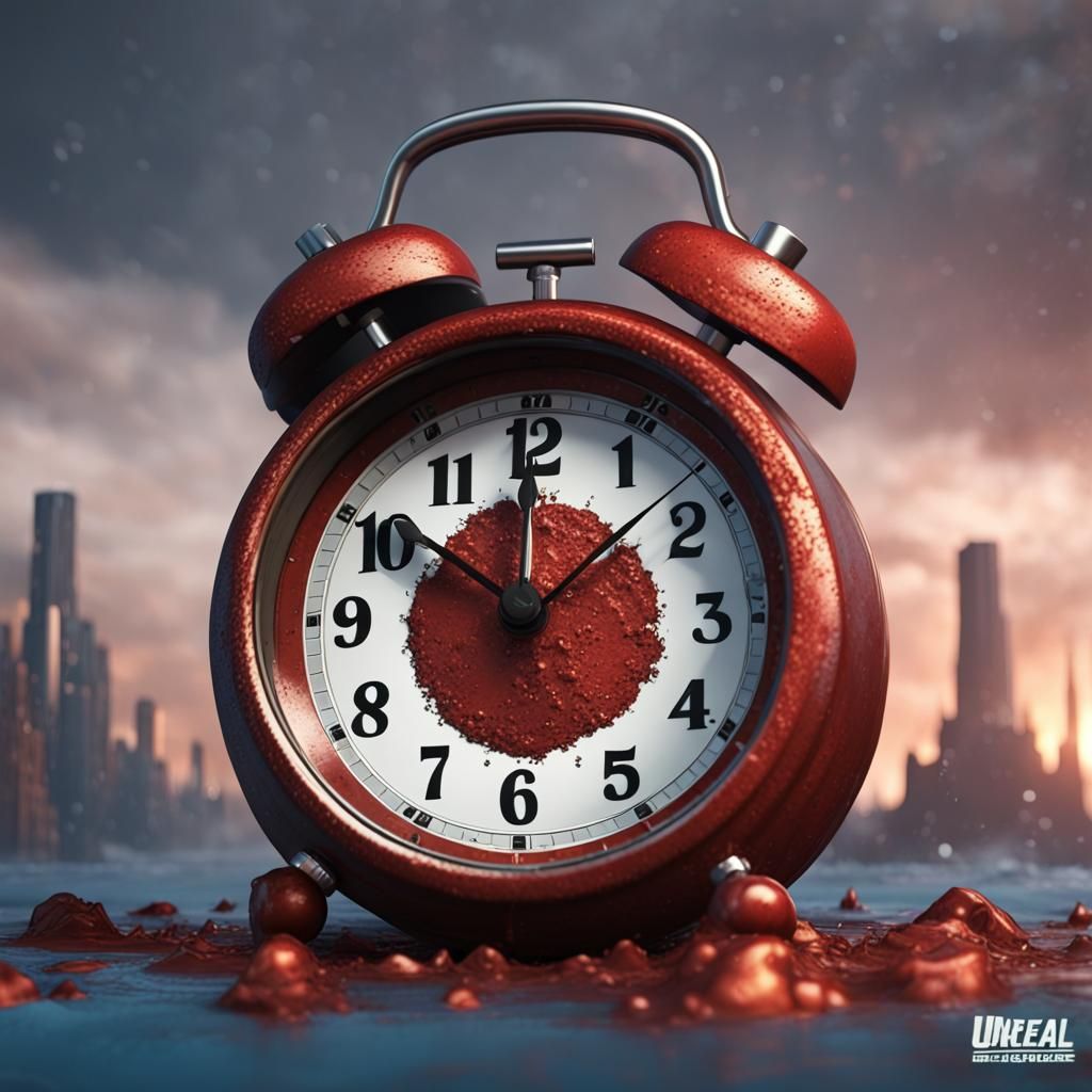 very angry alarm clock in the morning,
Detailed matte painti...