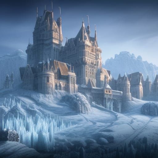 majestic castle in a frozen tundra - AI Generated Artwork - NightCafe ...