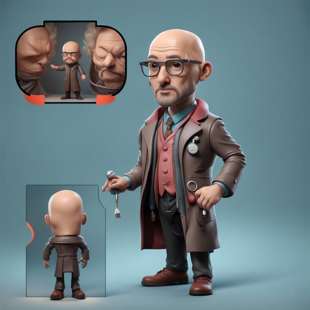 Create a 3d funko pop of a bald doctor named JUCIÊ - AI Generated ...