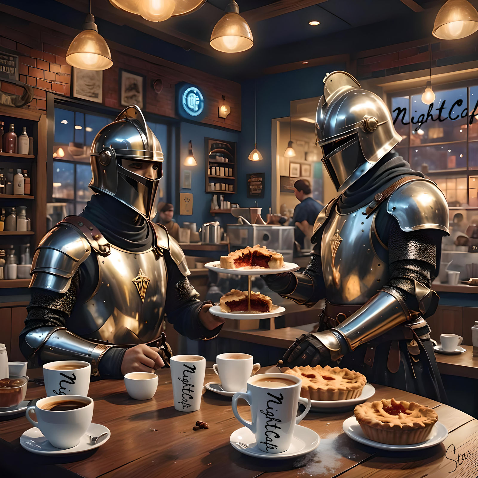 Knights in the NightCafe Cafe