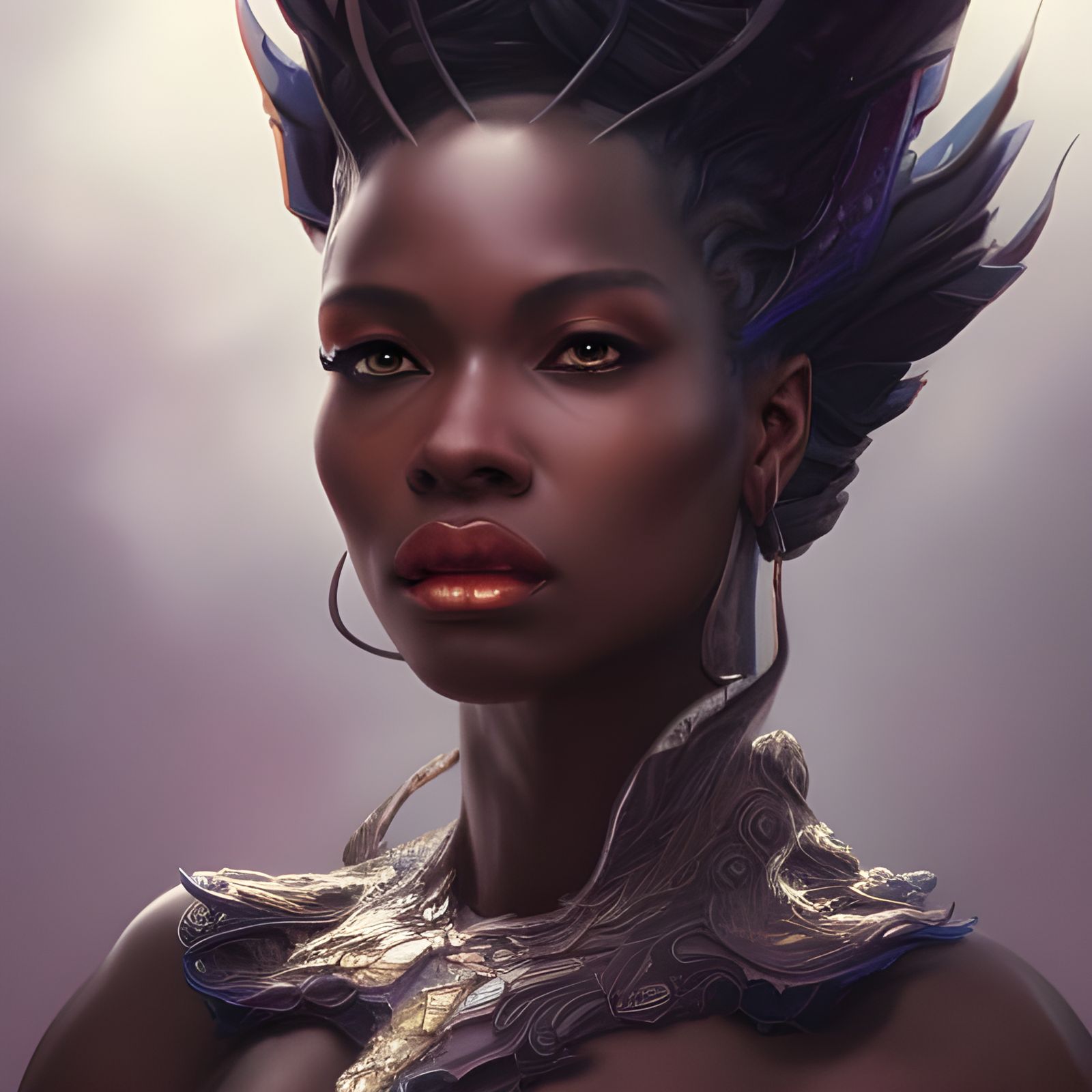 Black Woman Dragon Queen Hyper Detail - Ai Generated Artwork 