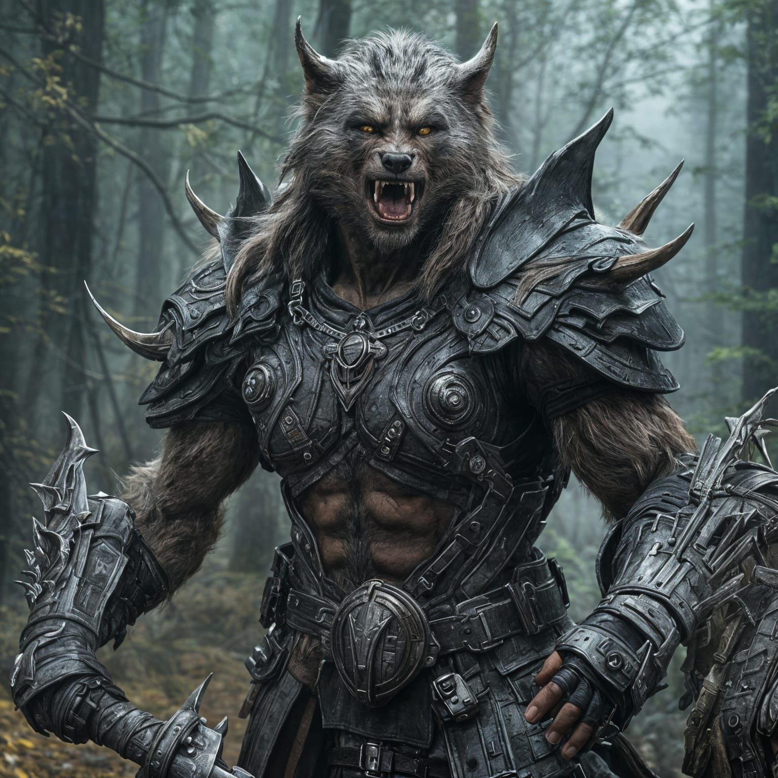 <lora:MJ6-1 Sci-Fi Fantasy:1.0> Werewolf Hunter, dynamic, digital art, best of behance, anton fadeev, fined detail, sci-fi fantasy characte...