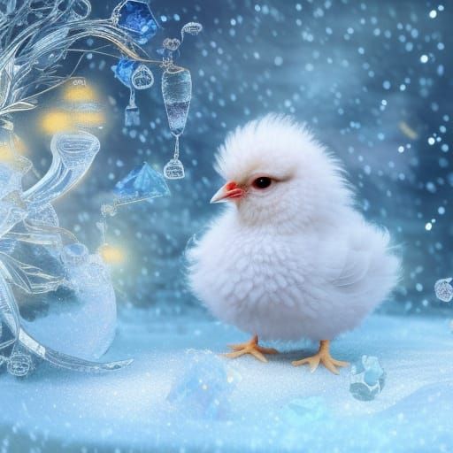 Fluffy winter chick  by @PugArtsy