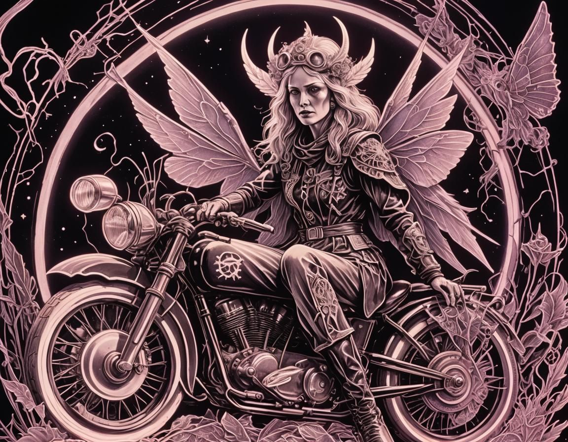 Anarcho-Communist scrimshaw biker fairy photographed up clos...