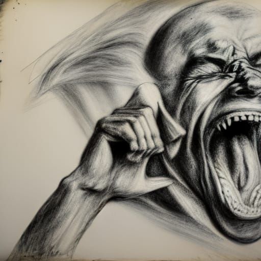 man screaming drawing