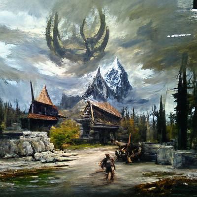 Elder scrolls skyrim oil on canvas concept art