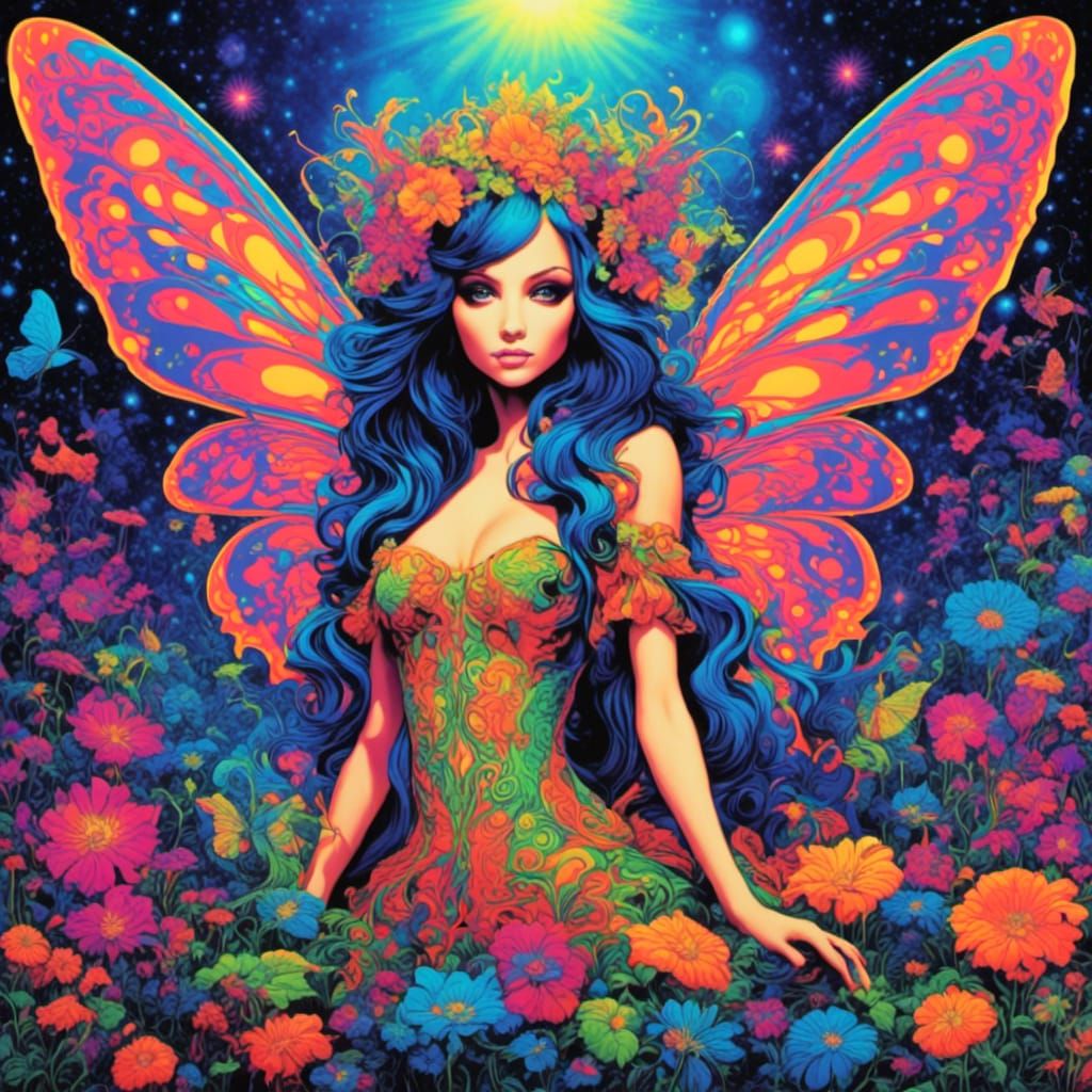 trippy fairy <lora:VintageBlacklight:1.0> 