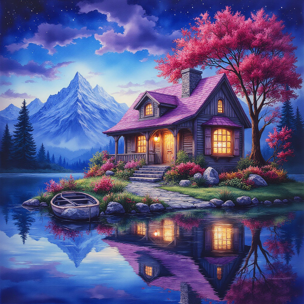 Small old rustic hut on a Small Lake #2