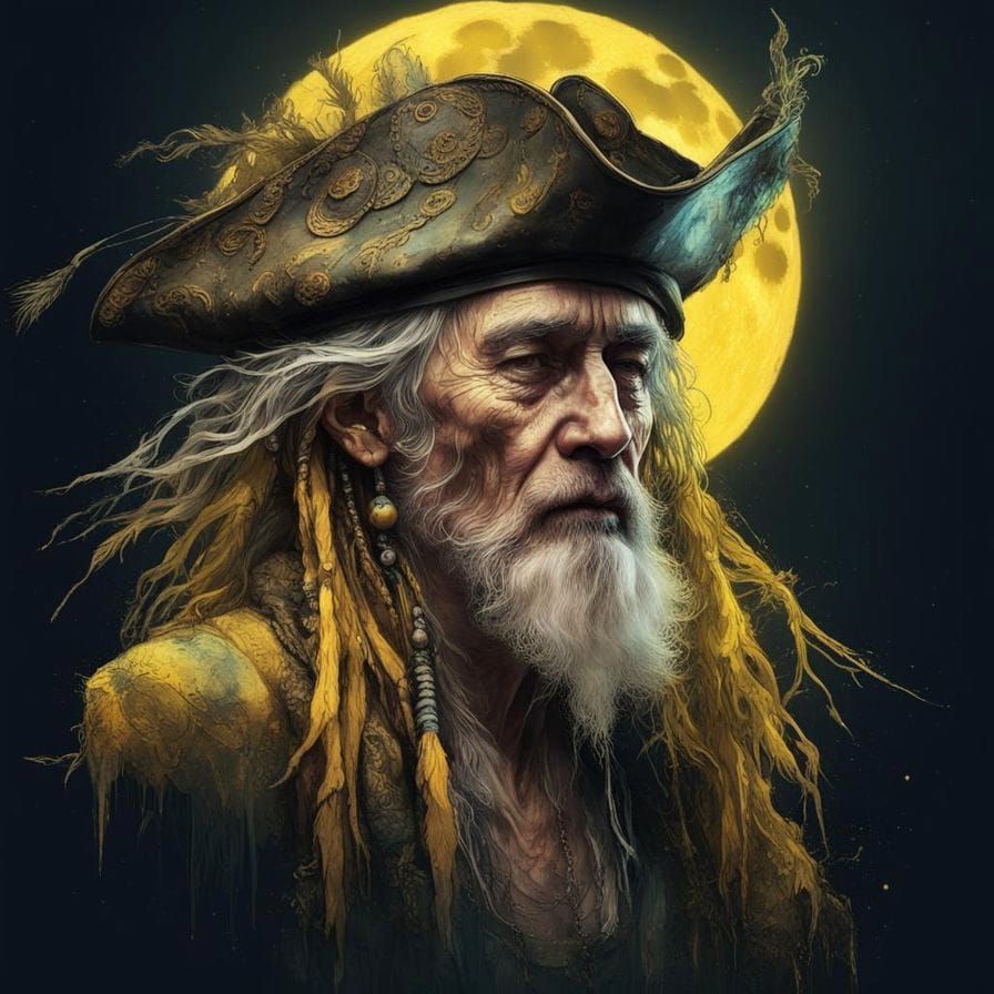 Old Scraggly Pirate by a Moonlit Sky - AI Generated Artwork - NightCafe ...