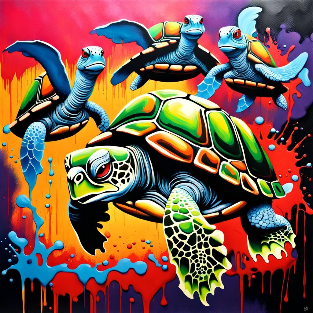 Angry turtles - AI Generated Artwork - NightCafe Creator