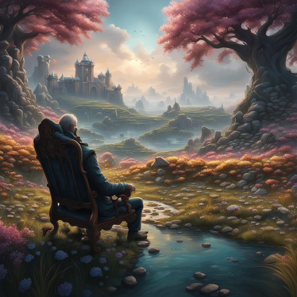landscape spring sick person in chair