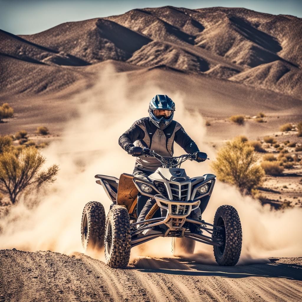 motorcyclist in  a enduro motorcycle and motorcyclist on ATV...