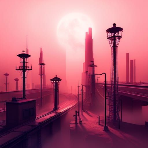 Ruined city in the fog