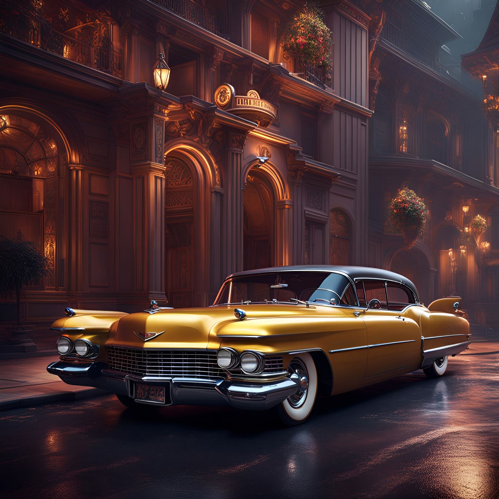 A vintage Cadillac using the style of Lorberphoto - AI Art