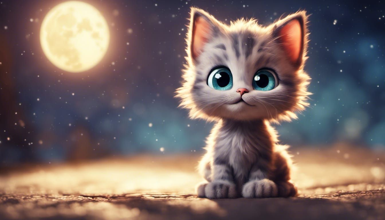 Kitty in the moonlight