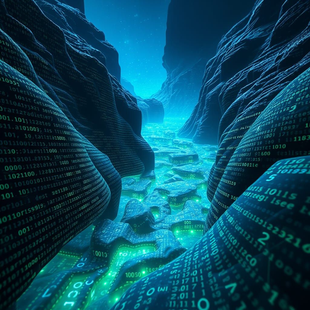 River of Flowing binary code   by @Arena Garibaldi